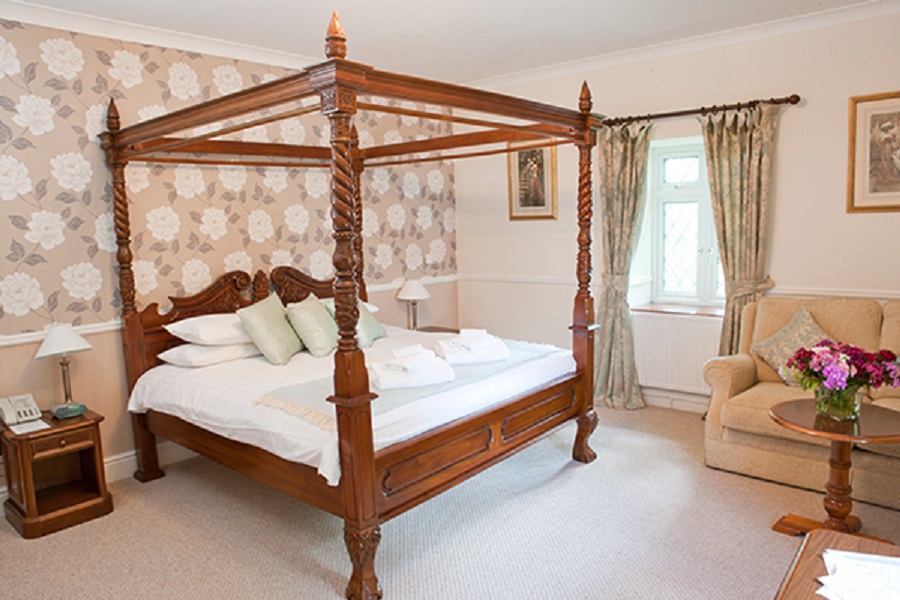 Four poster room at Llechwen Hall