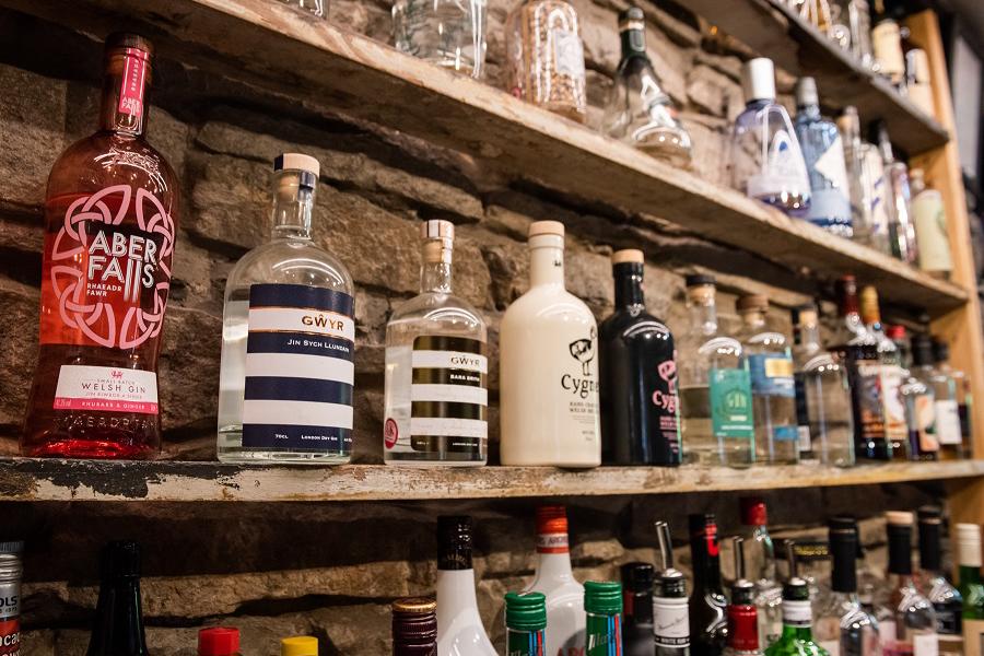 Choose from a huge range of Welsh spirits at The Bunch of Grapes