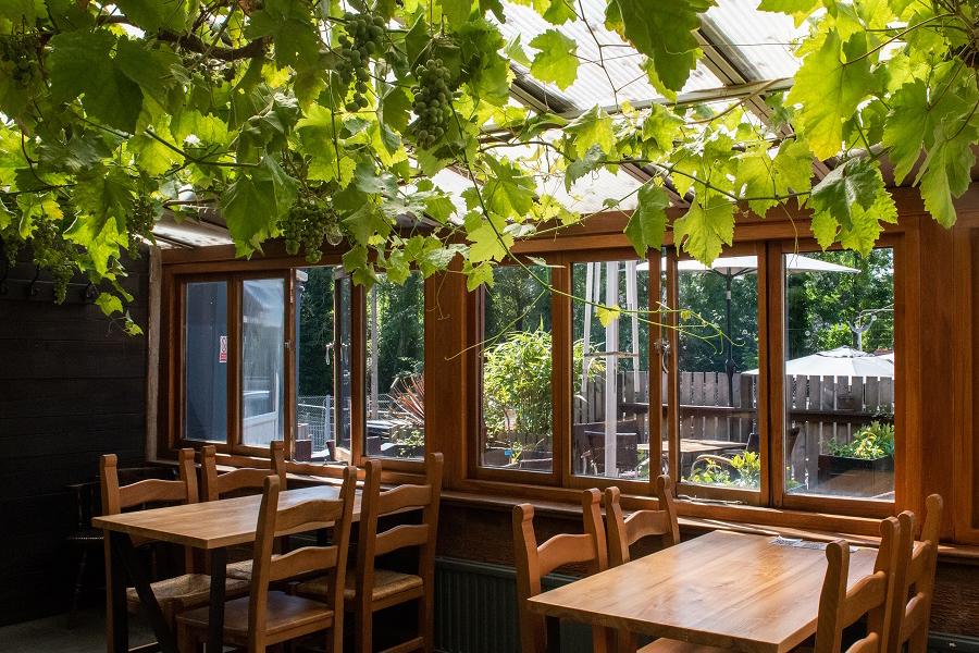 Indoor and outdoor dining at The Bunch of Grapes