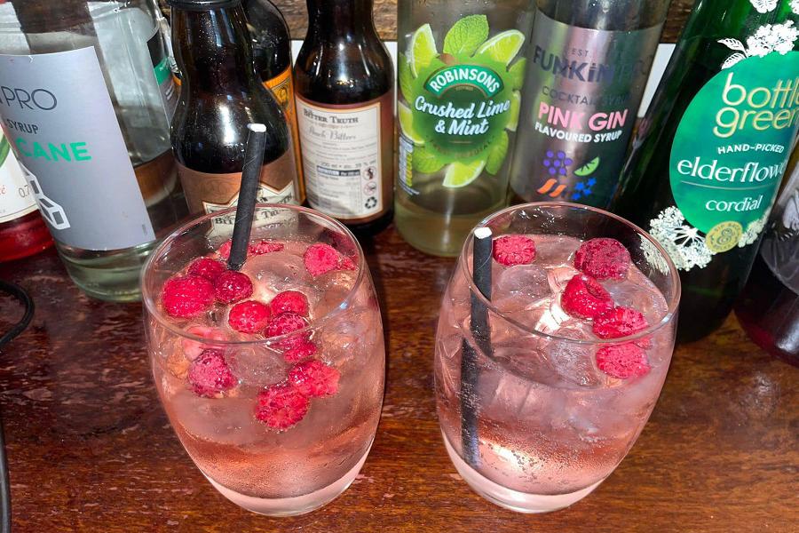 Gin cocktails at Castell Mynach