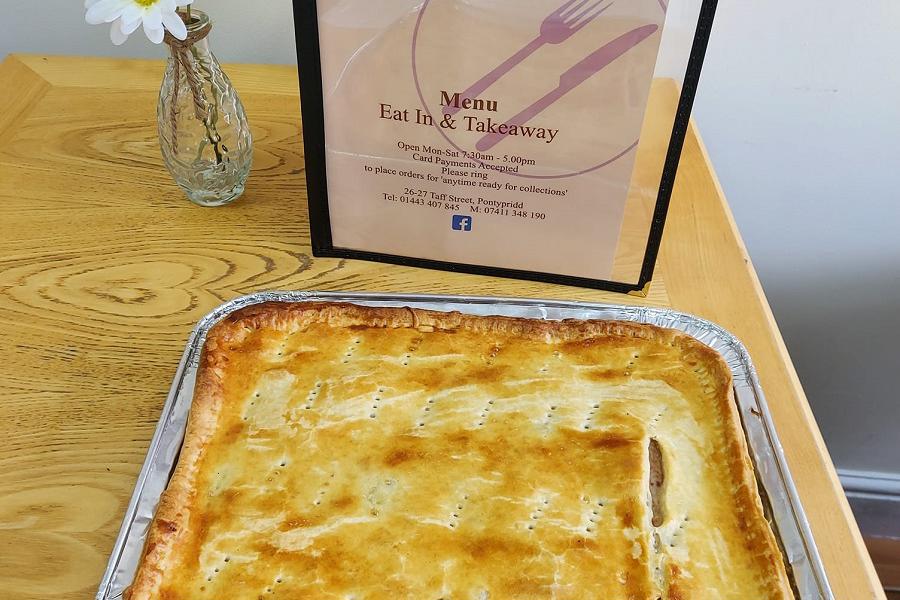 Home-made corned beef pie at Rhi's Cafe