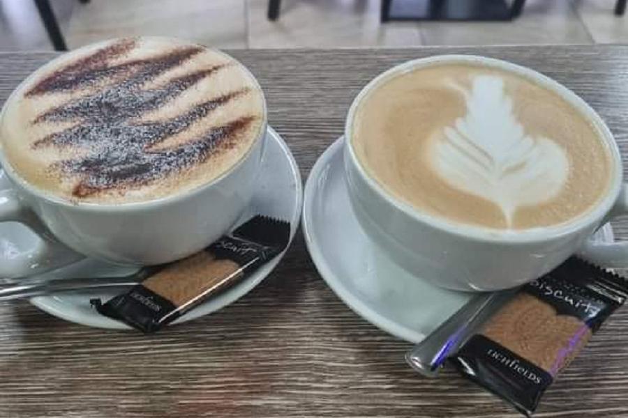 Hot drinks at Pop In Cafe