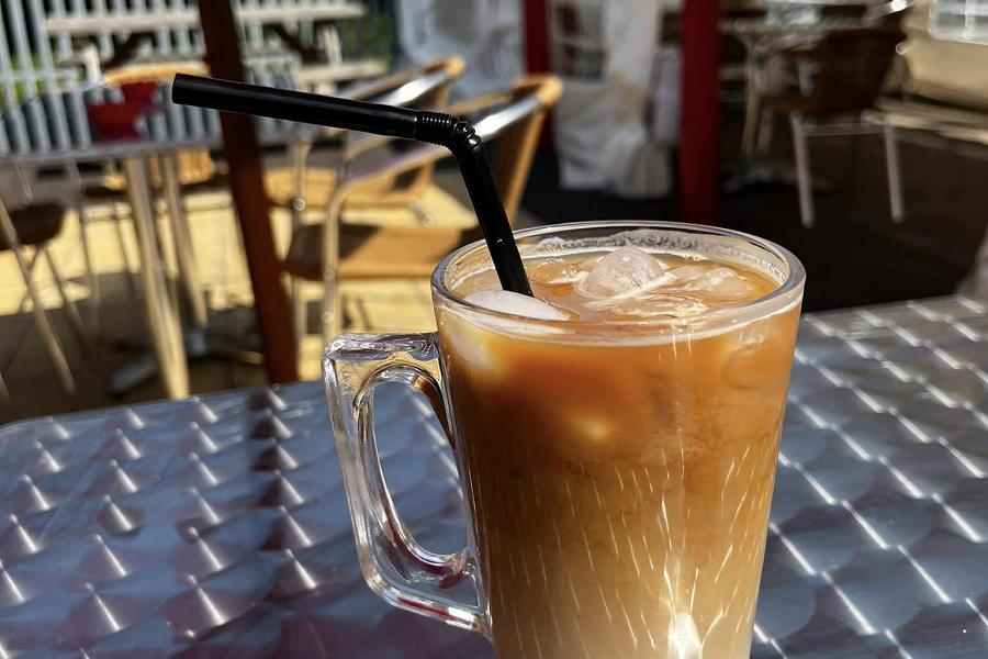 Iced coffee at Taff Caff