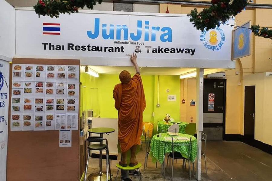 The restaurant was even blessed by a Thai Buddhist!