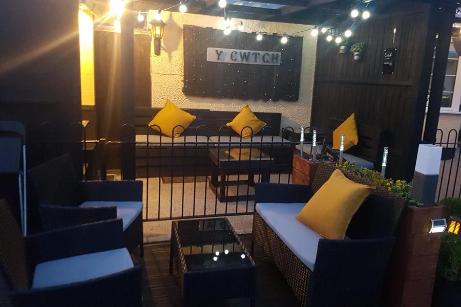 Outdoor seating at the Cross Inn