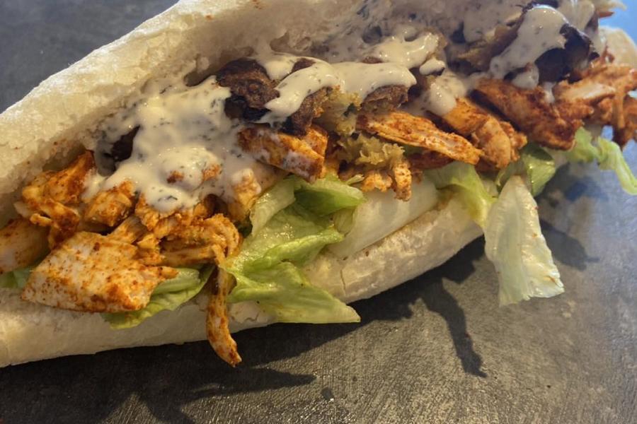 Tandoori chicken baguette at the Brunch Stop