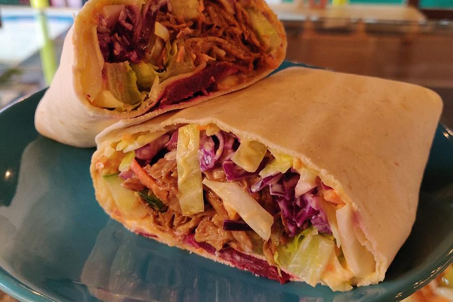 vegan vegetarian lunch wrap at the Veggie Hut