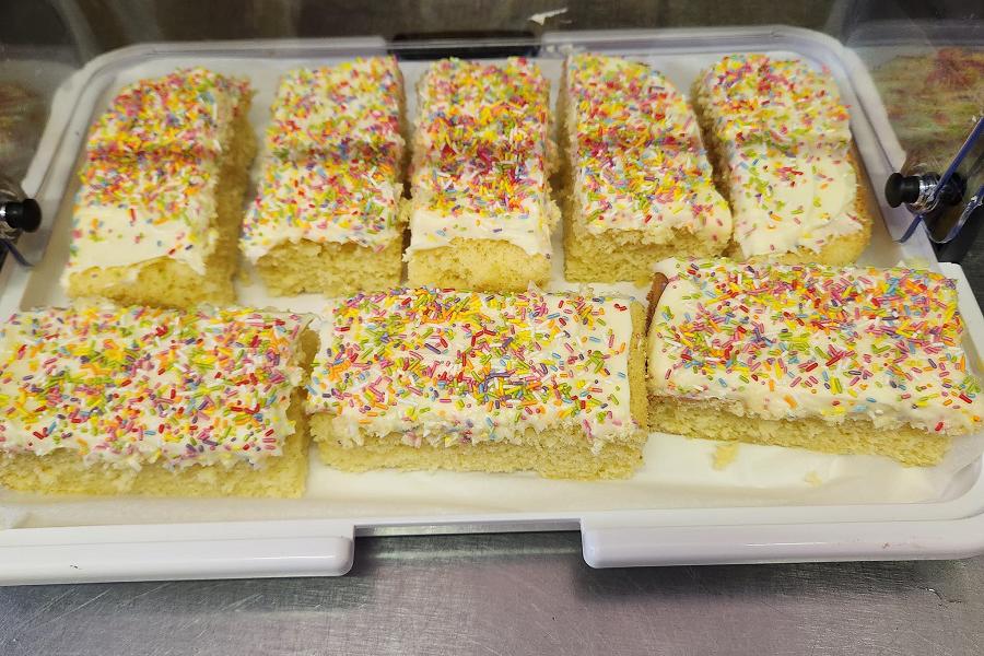 Of course they serve retro school cake at the Old School Tea Room