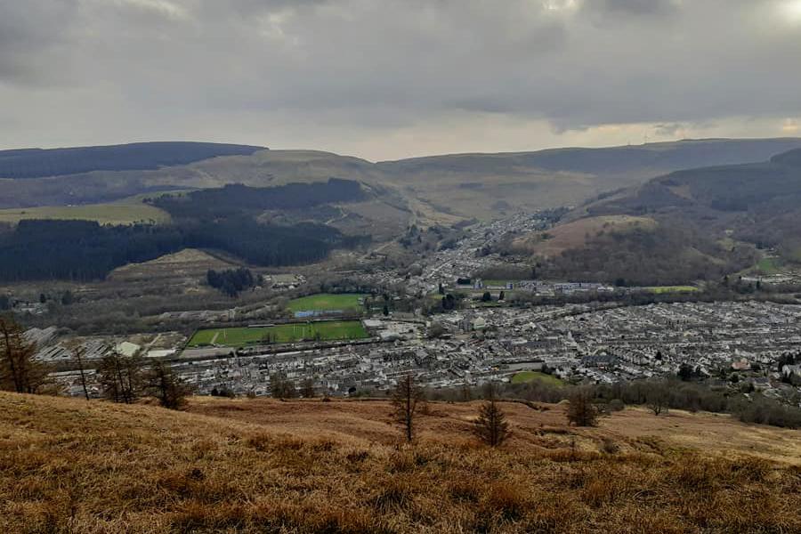 Overlooking the valley from Ty'n y Bedw Walk