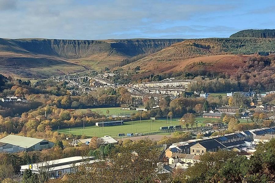 View of Treorchy from Ty'n y Bedw Forest Walk