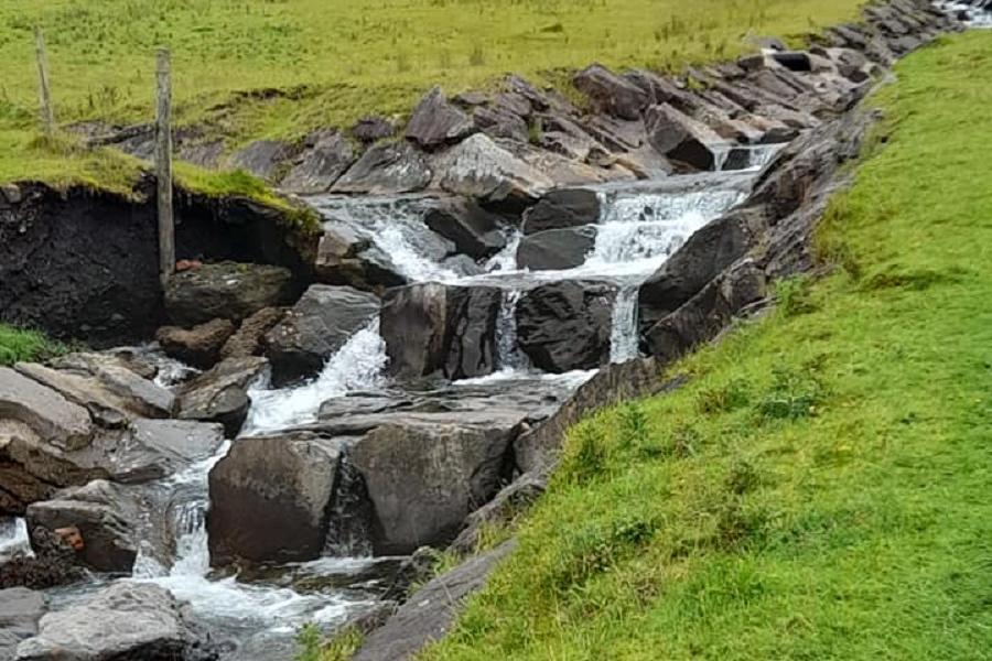 You follow the Nant Dar on the Cwmparc Pathway of Hope